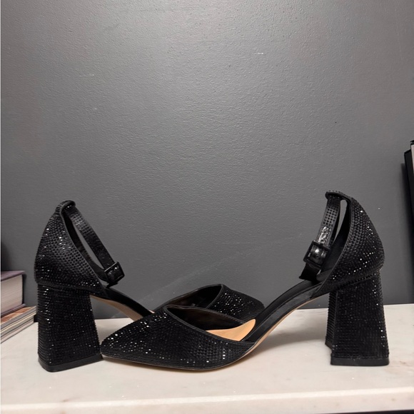 Spring Rhienstone Black Block Heels - Picture 8 of 8